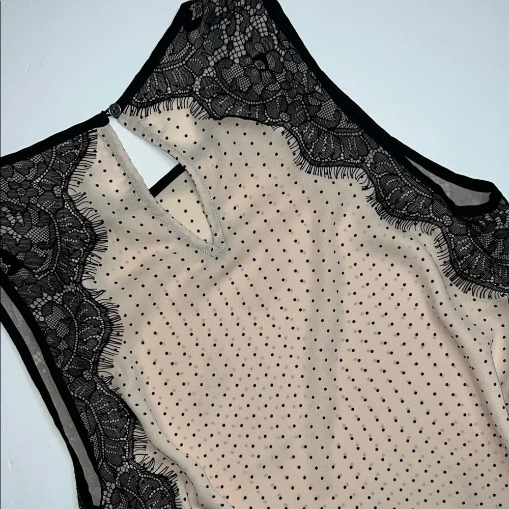 LOFT Black and Cream Polka Dot Lace Top - Picture 6 of 8
